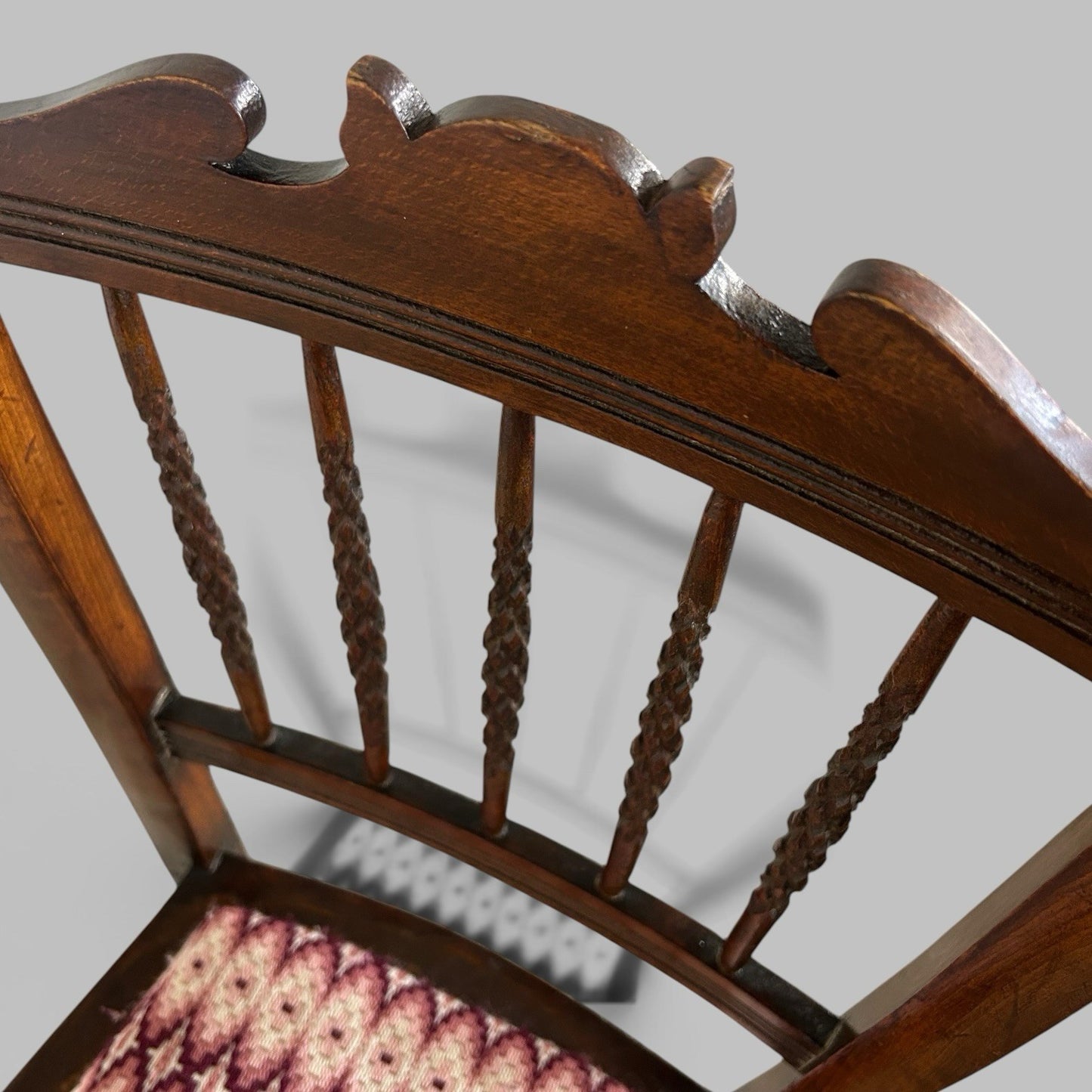 Edwardian Oak Side Chair with Barley Twist Back
