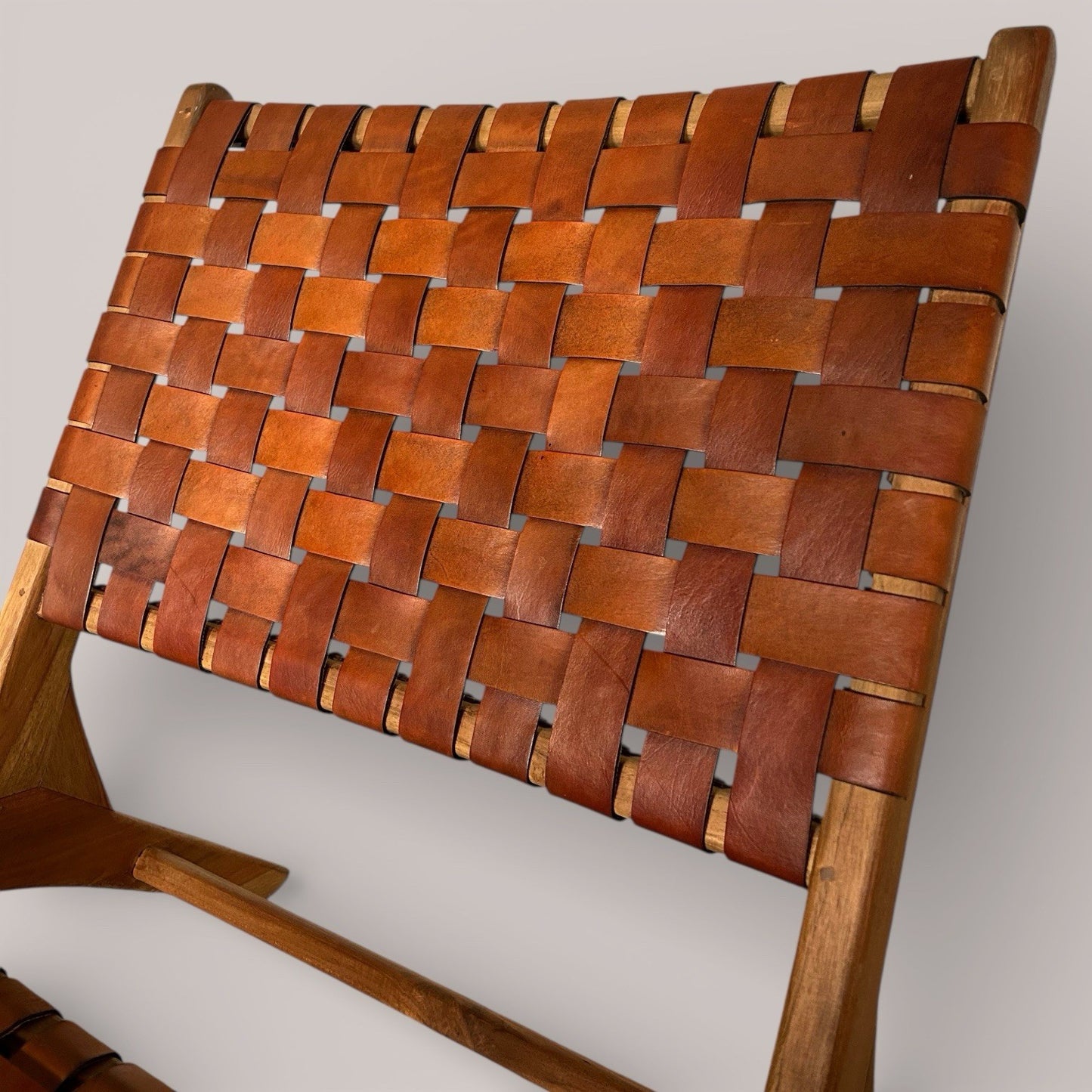 Scandinavian Style Woven Leather Lounge Chair