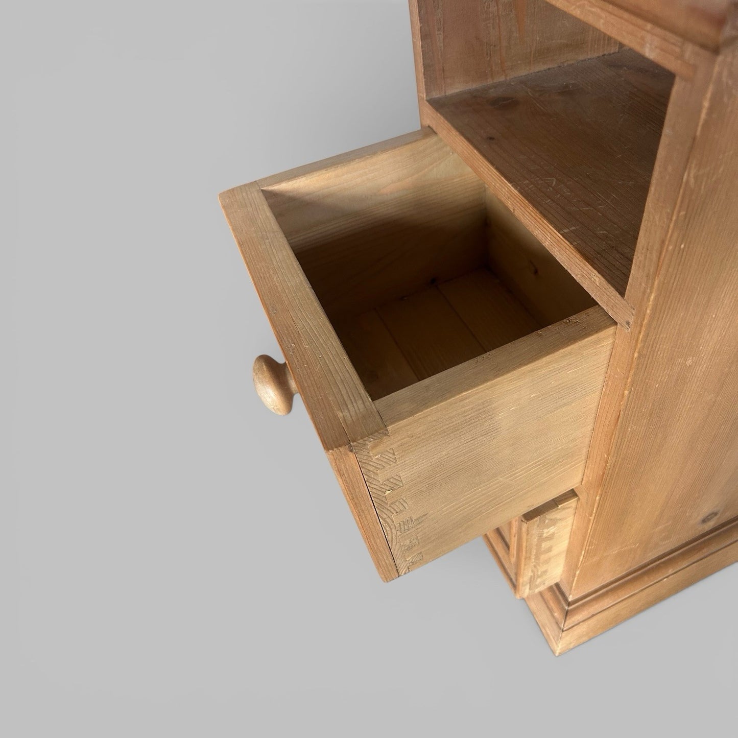 Vintage Pair of Pine Bedside Cabinets – Two Drawers & Open Shelf