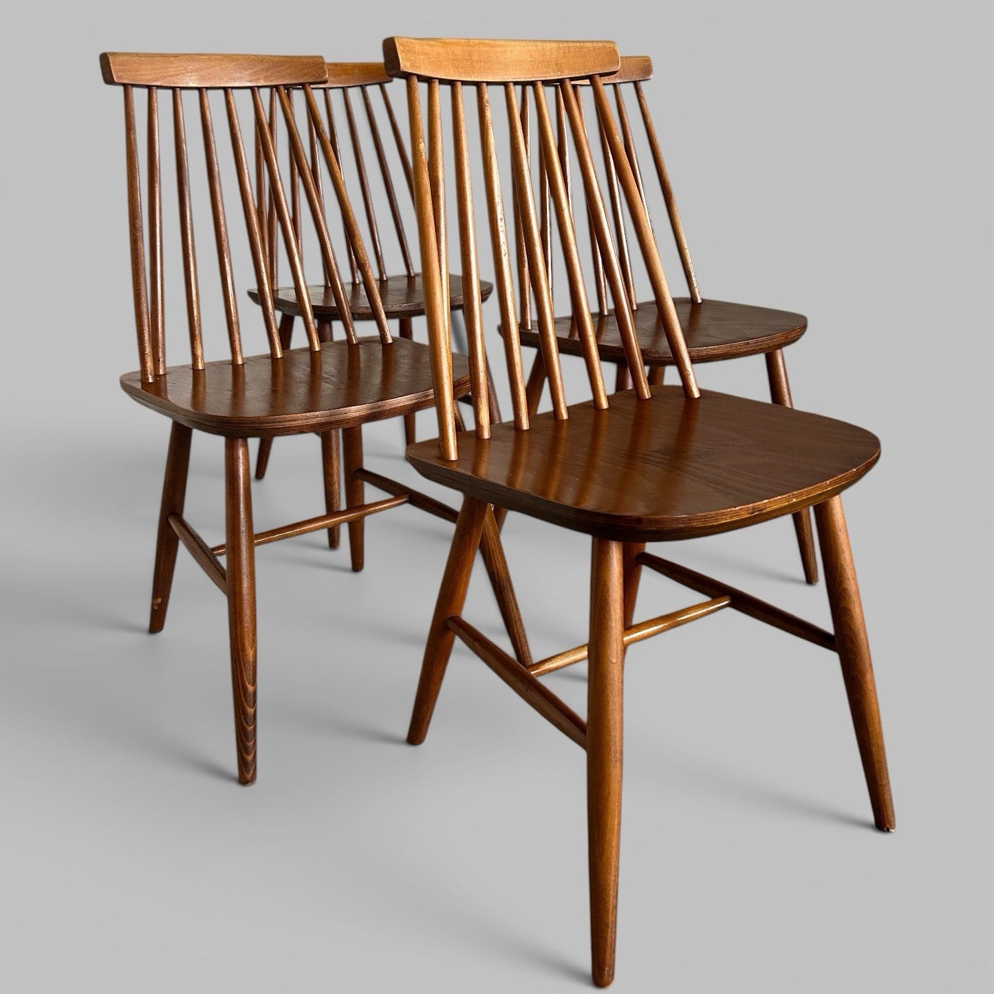 Vintage Stick Back Dining Chairs – Set of Four