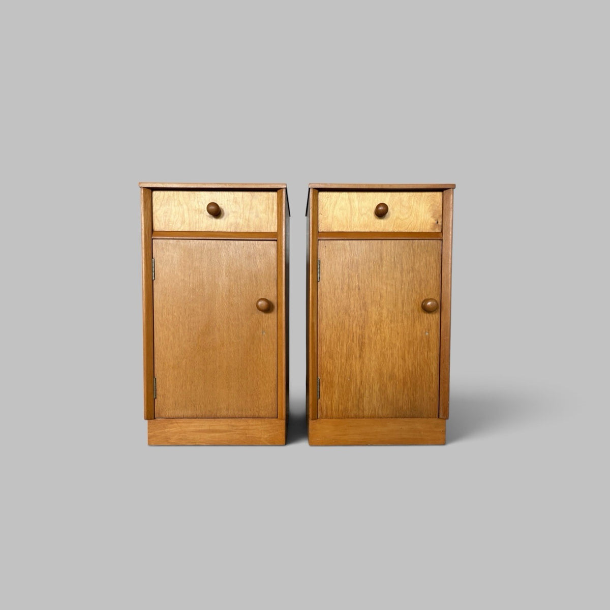 Pair of Light Teak Mid-Century Bedside Cabinets