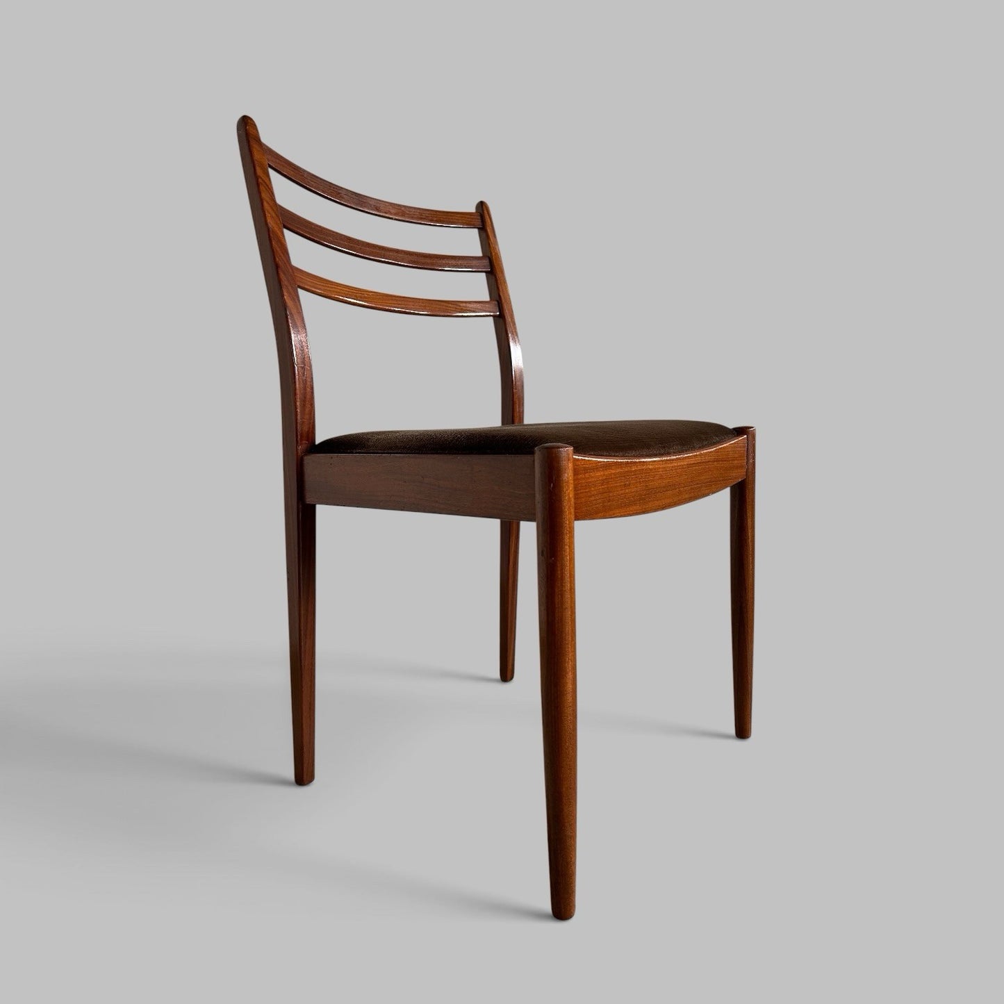 Vintage G Plan Teak Dining Chairs – Original Brown Velour Seats