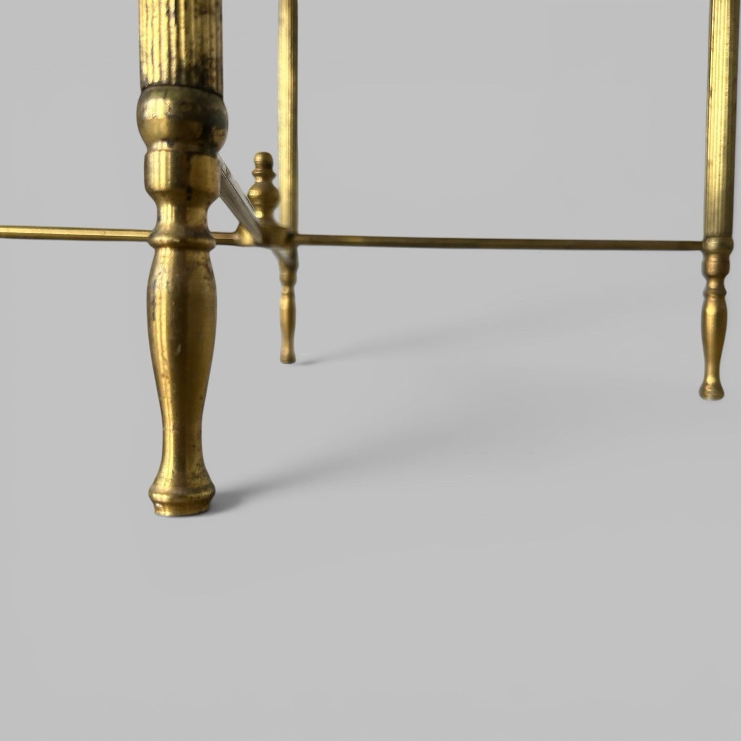 Vintage Solid Brass & Onyx Side Table - Hollywood Regency
