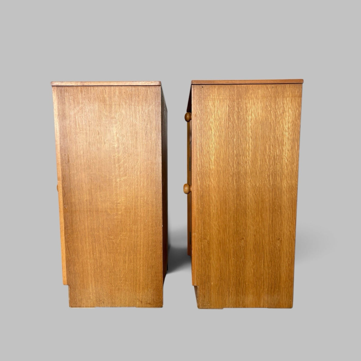 Pair of Light Teak Mid-Century Bedside Cabinets