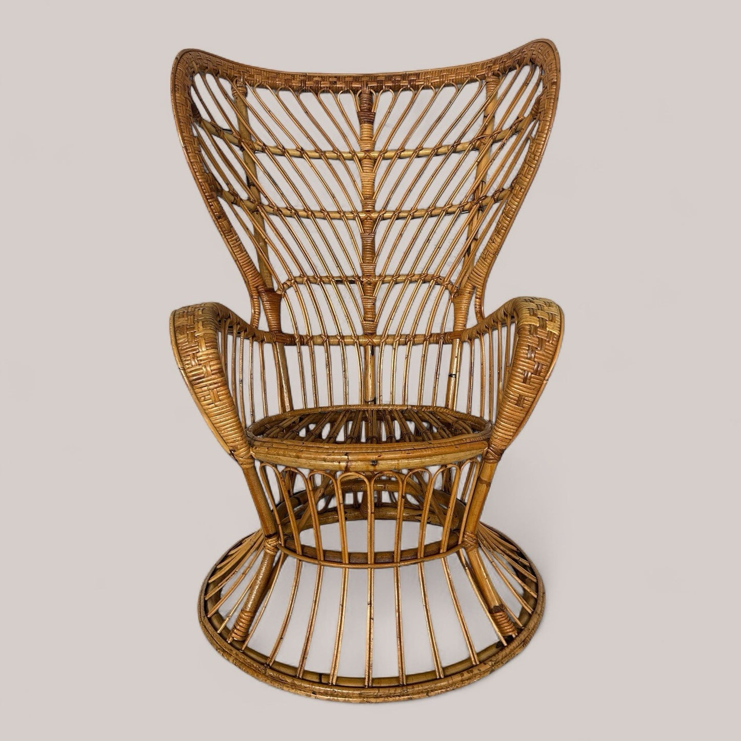 70s Wicker Peacock Throne Chair By Gio Ponti