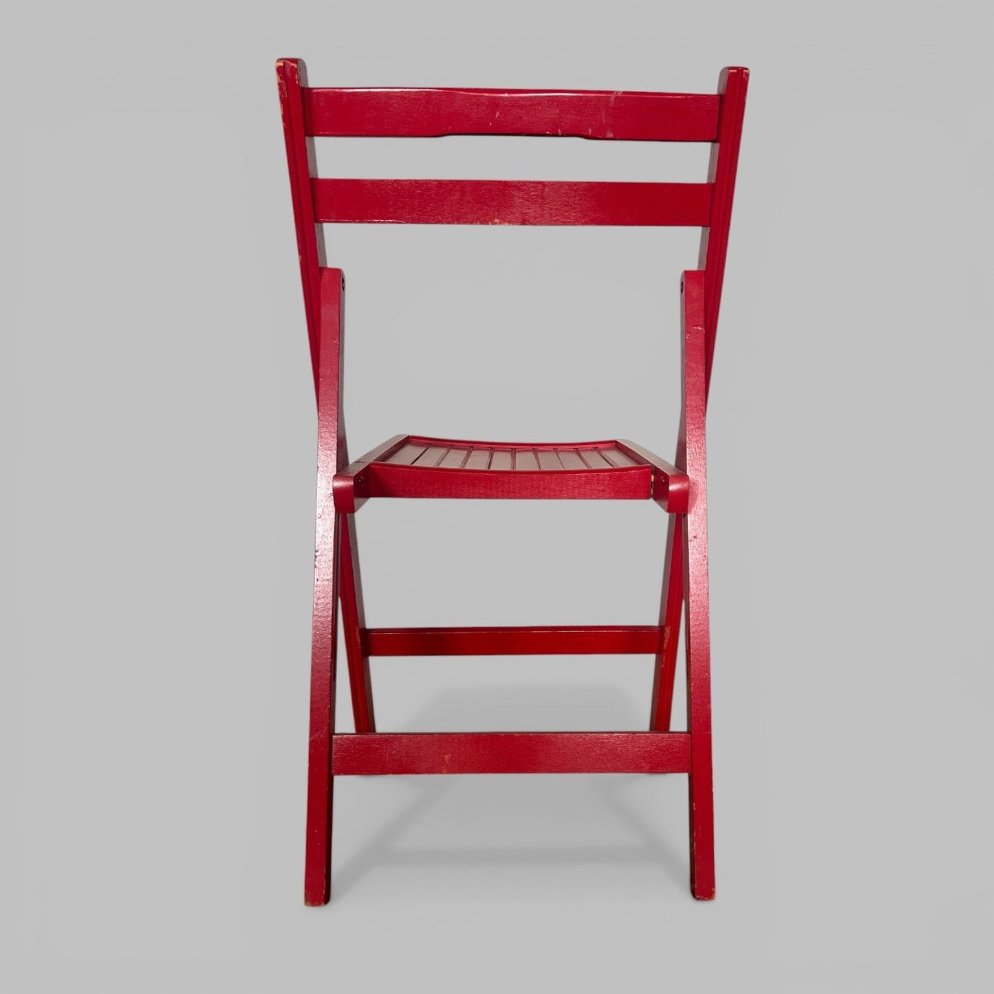 Red Folding Chair – Wooden Slatted Seat Compact Occasional Chair
