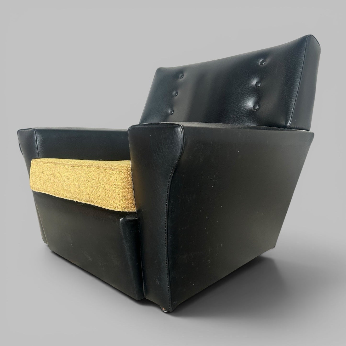 1960s Black Vinyl Lounge Armchair
