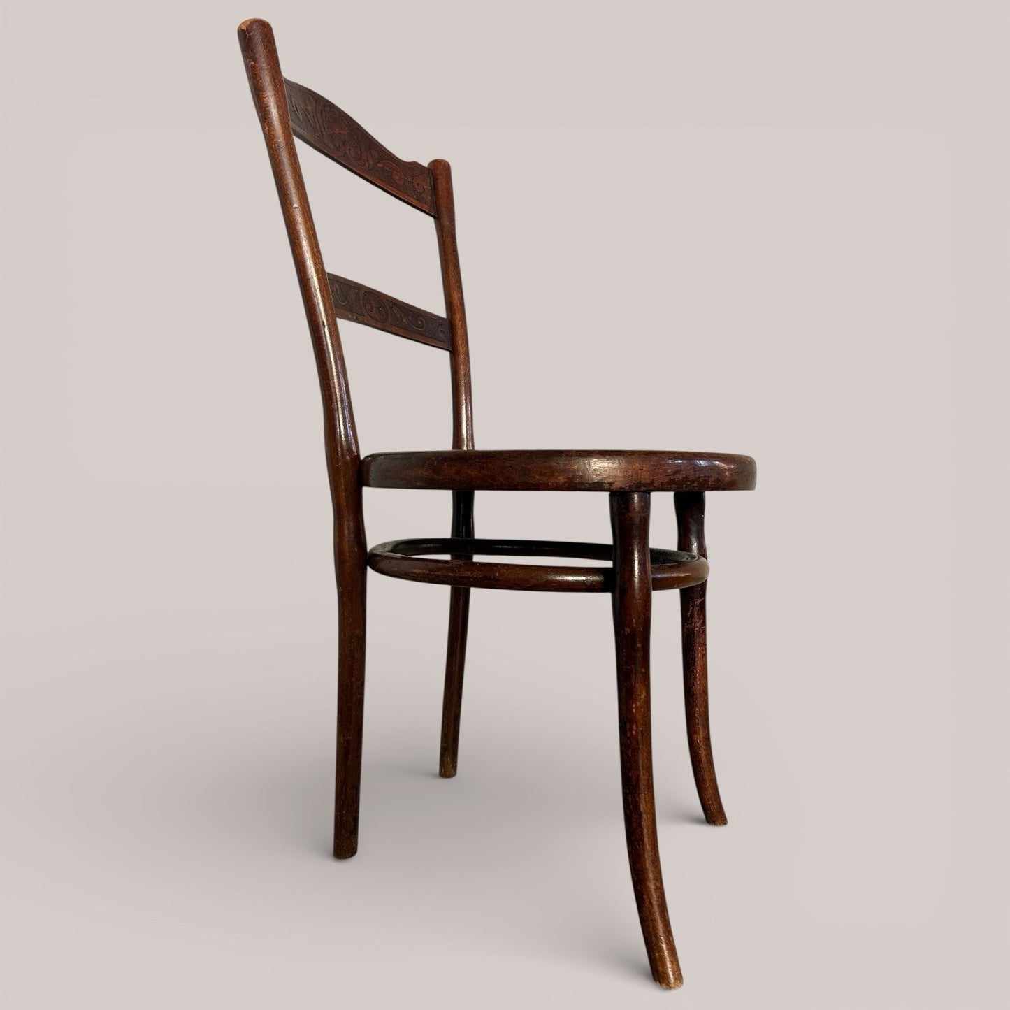 Antique Thonet Bentwood Dining Chair with Embossed Seat