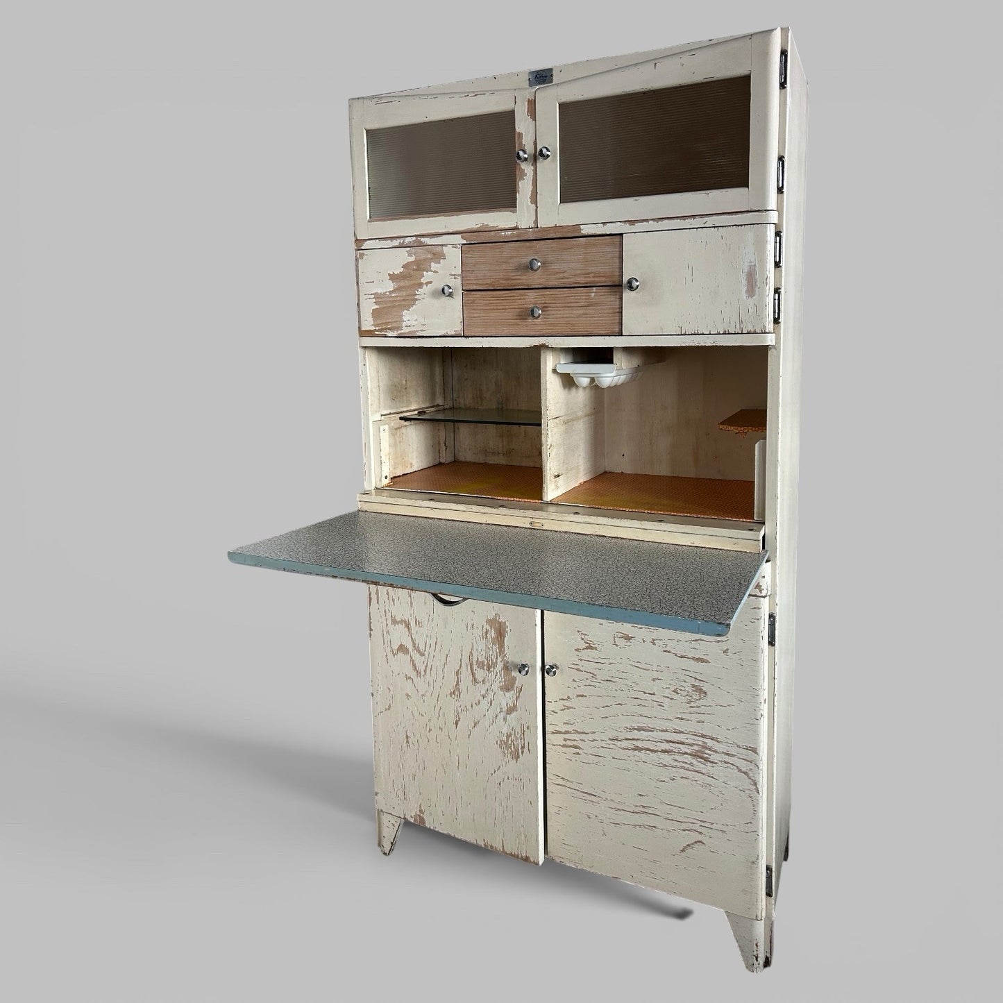 1950s Painted Kitchen Larder Cabinet with Cool Boxes