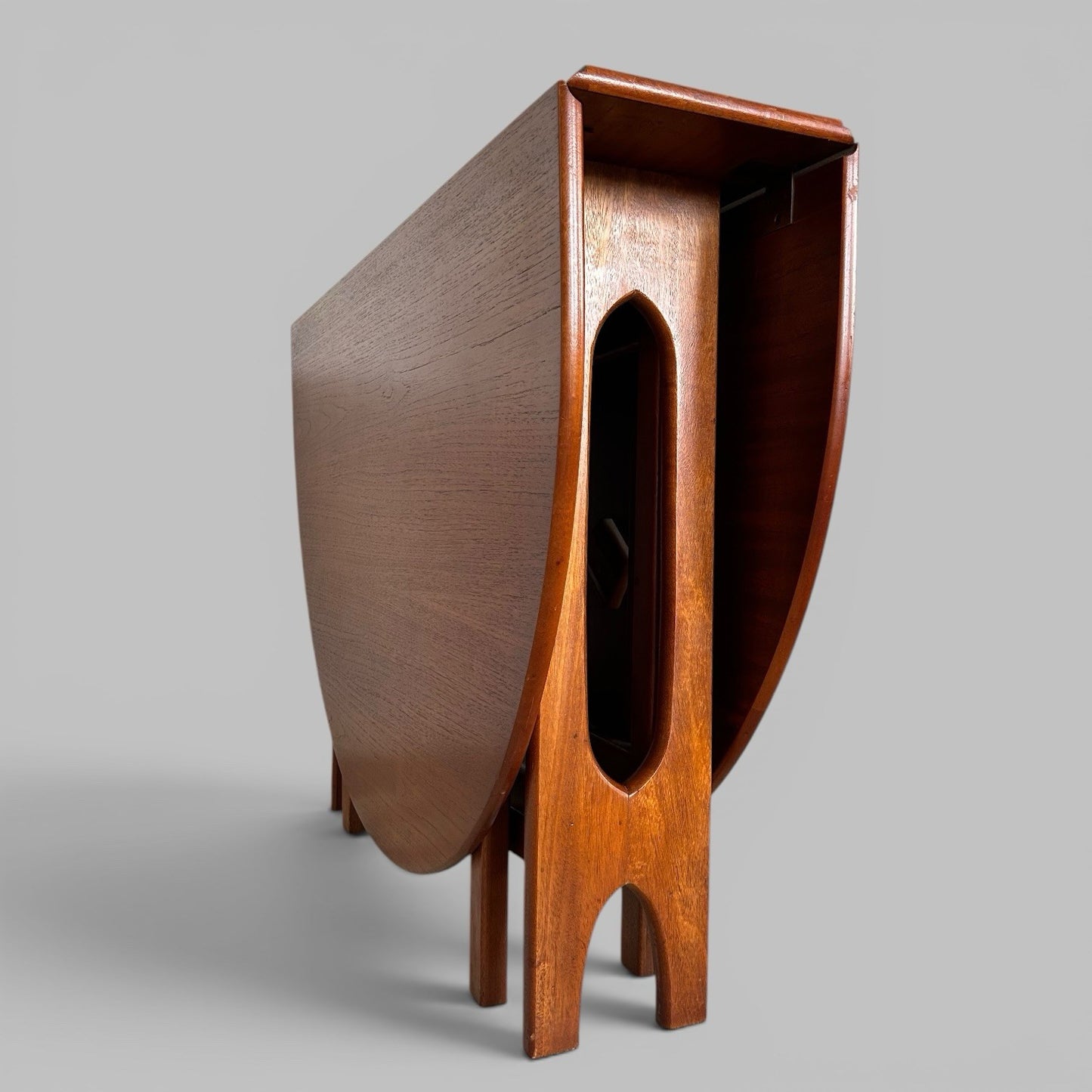 Mid Century Teak Oval Drop Leaf Dining Table by A.H. McIntosh