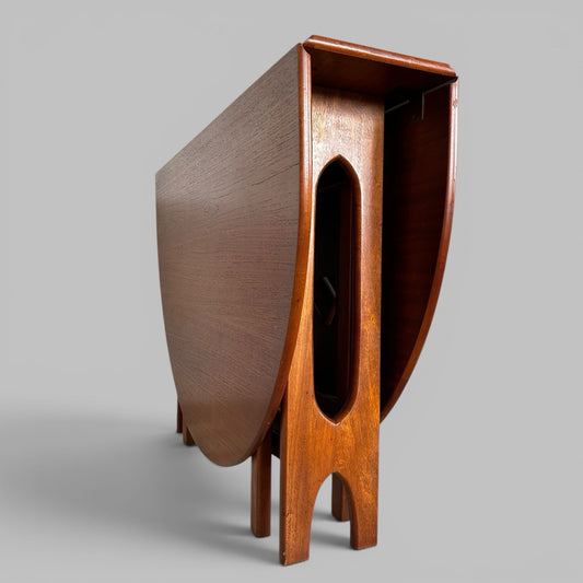 Mid Century Teak Oval Drop Leaf Dining Table by A.H. McIntosh