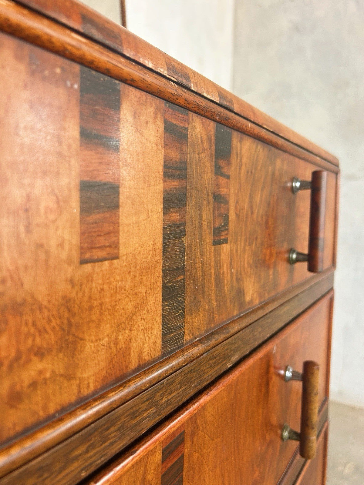 1930s Art Deco Dresser with Mirror – Vintage Chest of Drawers.