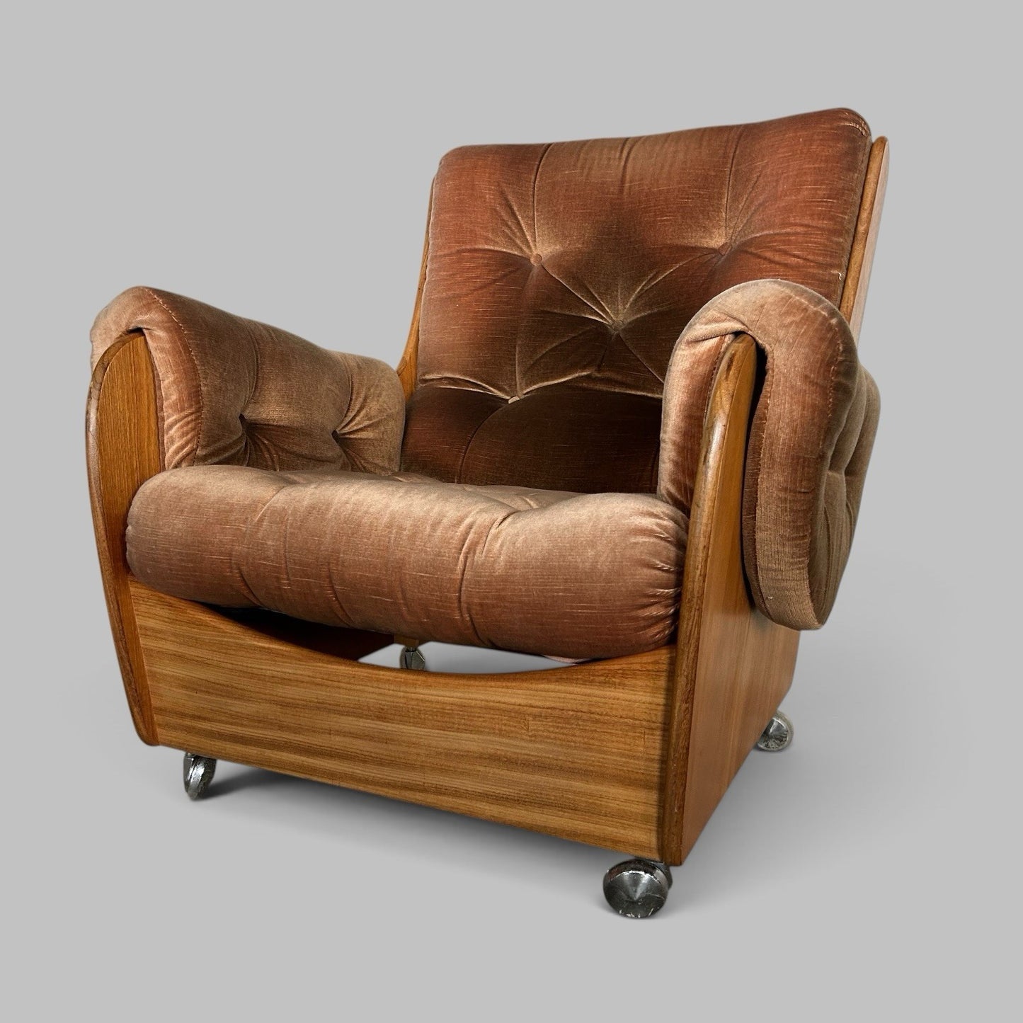 Vintage G Plan Saddleback Brown Velour Armchairs – Pair