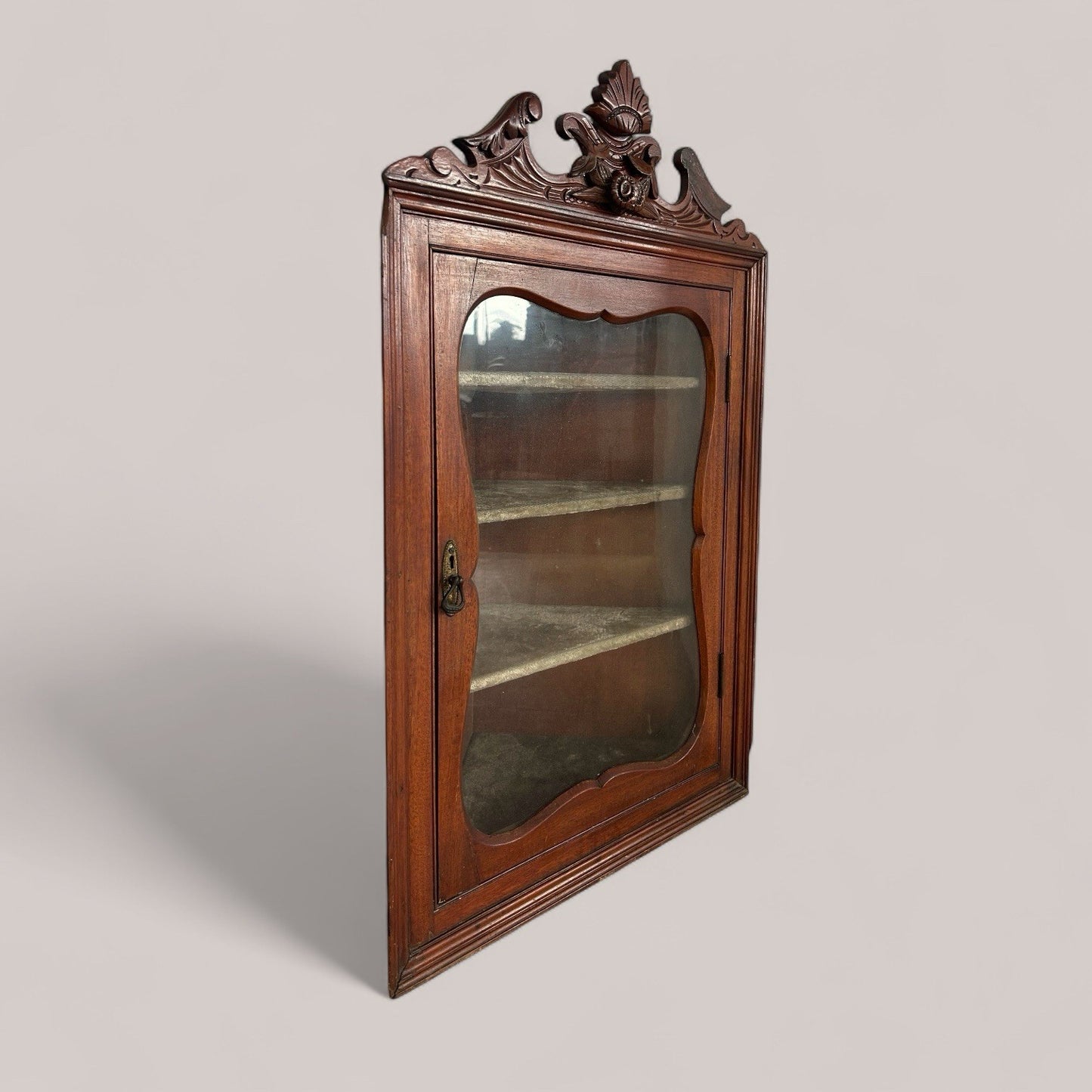 Edwardian Wall-Mounted Corner Cupboard / Display Case