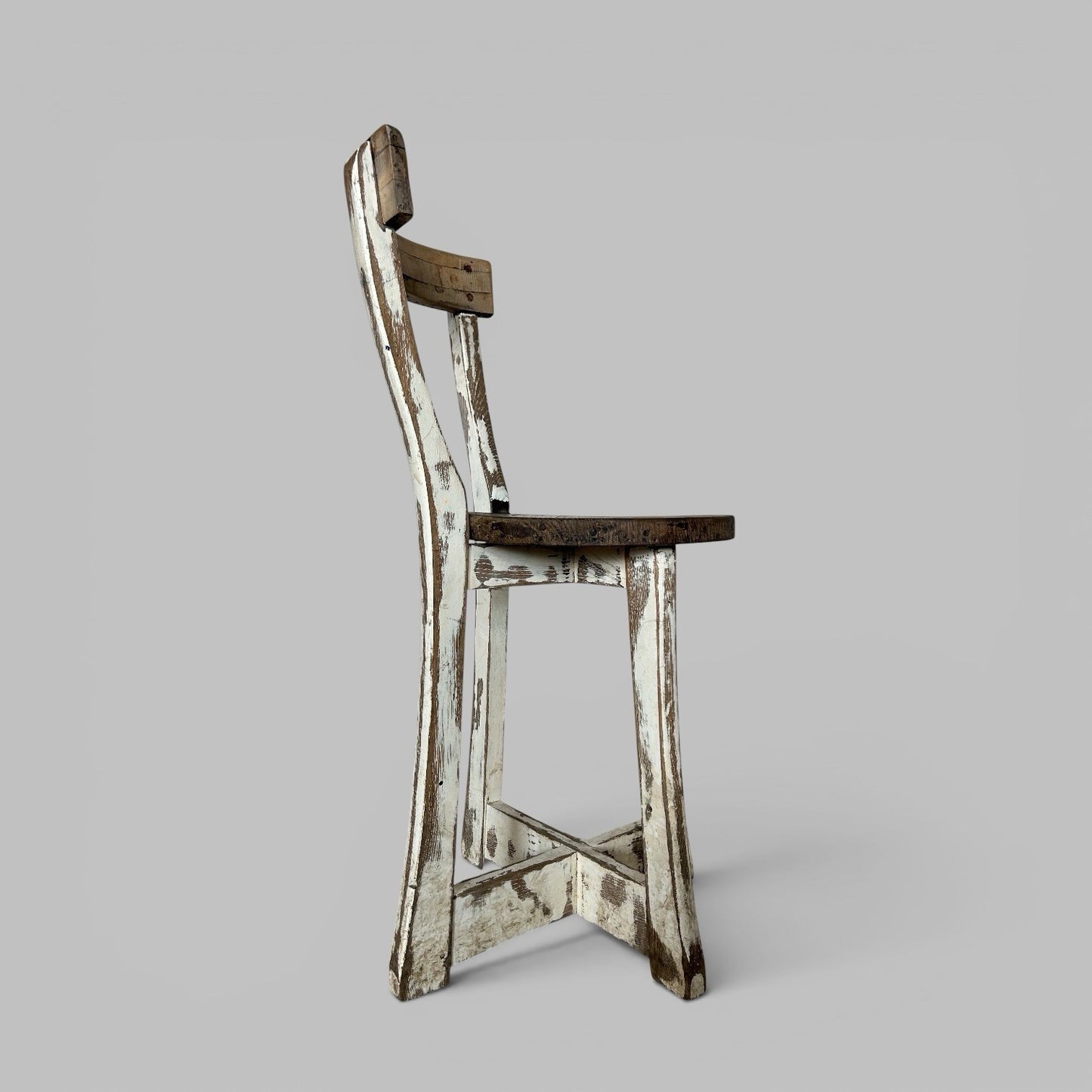 Rustic Distressed Wooden Side Chair