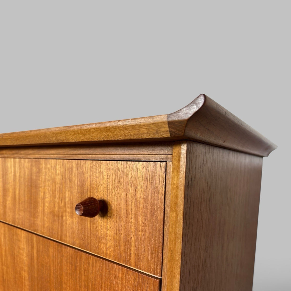 1960s Vesper Bow Front Dressing Table with Sculpted Teak Mirror