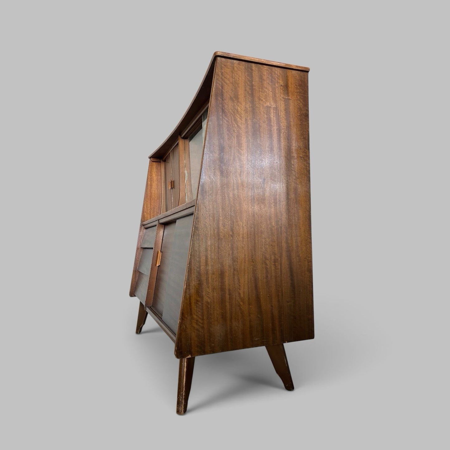 Mid Century Walnut Highboard Drinks Cabinet by F.D. Welters