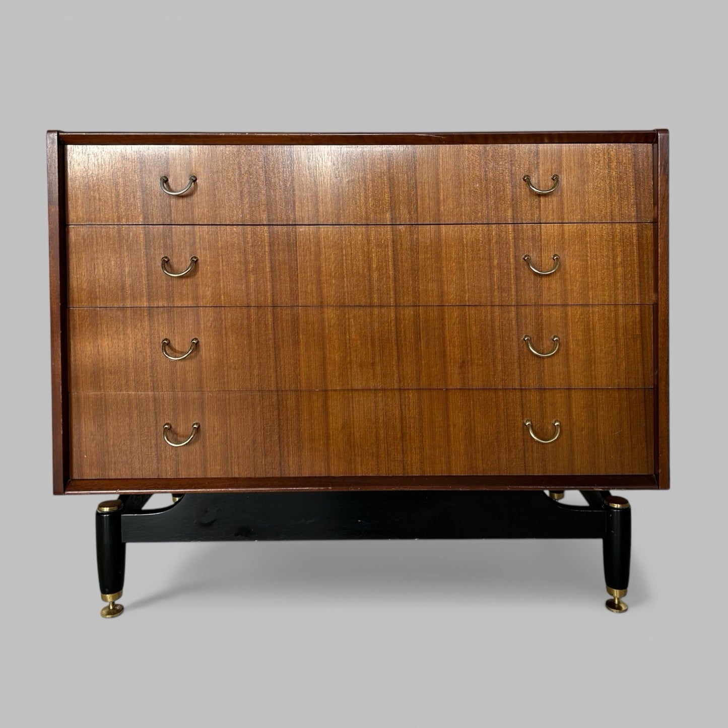 G Plan Librenza Tola Chest of Drawers – Black and Brass Mid Century