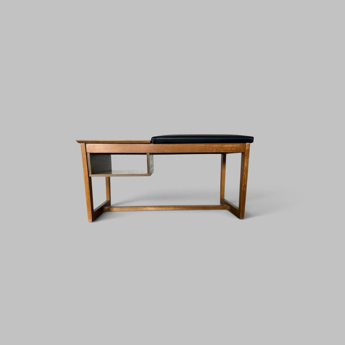 1960s Formica Telephone Table / hall bench with Black Vinyl Seat