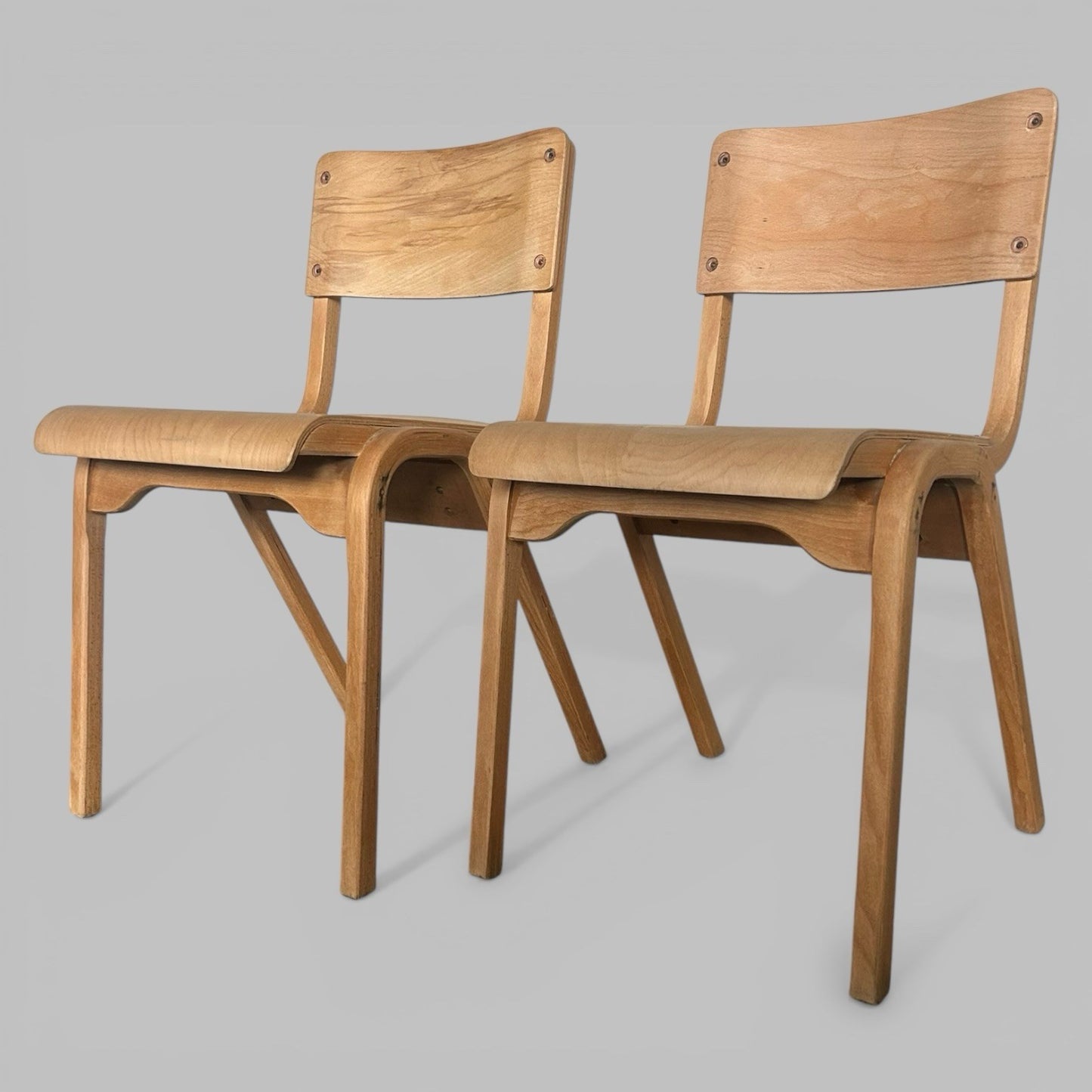 Pair of Bentwood Stacking School Chairs