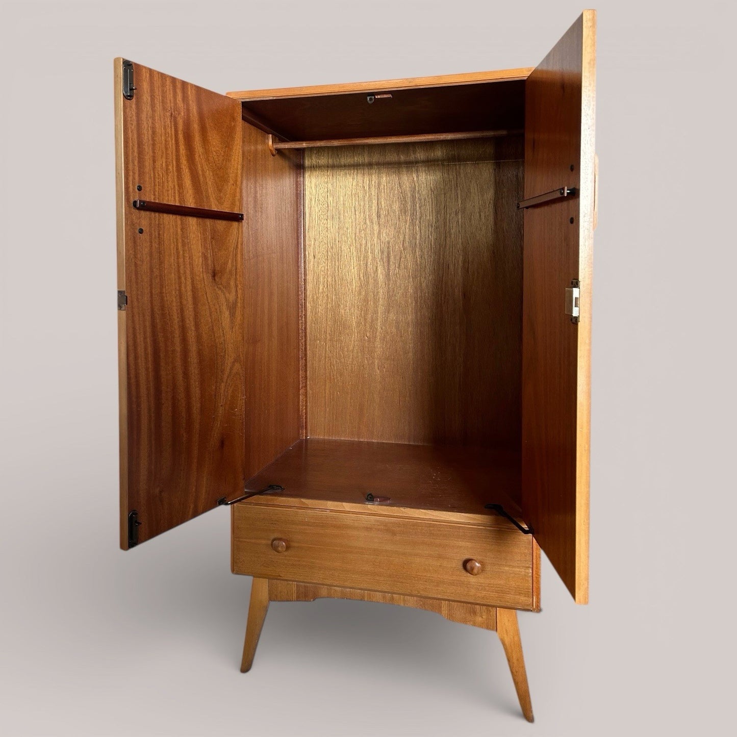 Golden Key gentleman’s wardrobe / armoire, mid-century
