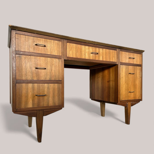 Small Mid-Century Teak Writing Desk with Drawers