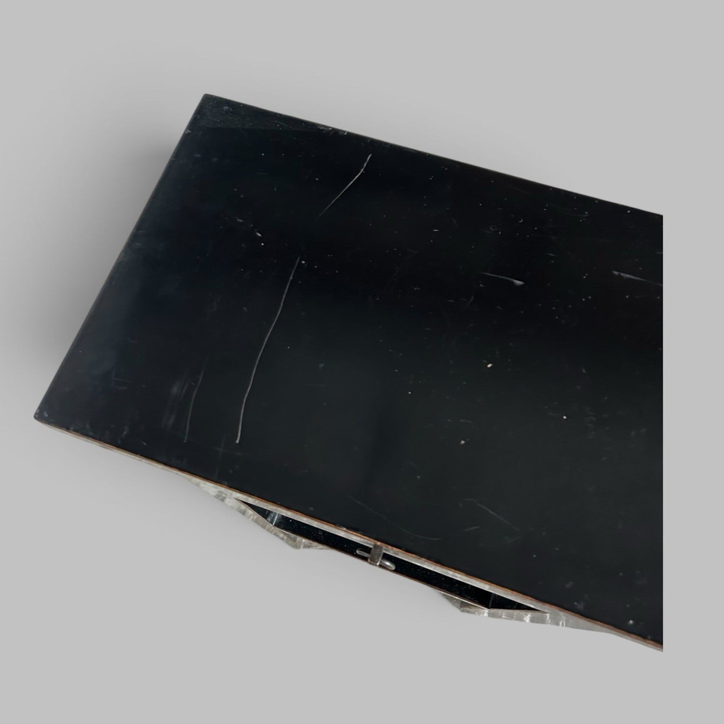 Pair of Black Lacquered Wood Bedside Tables with Drawers