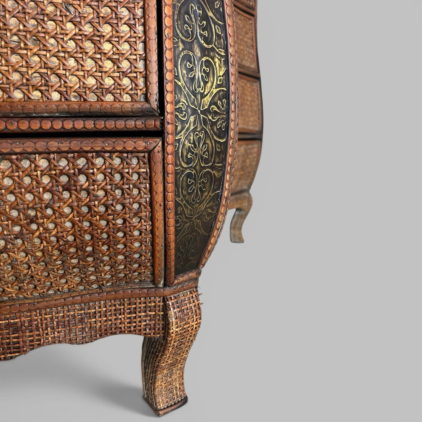 Pair of Boho Rattan Bedside Cabinets – Anglo Indian Style