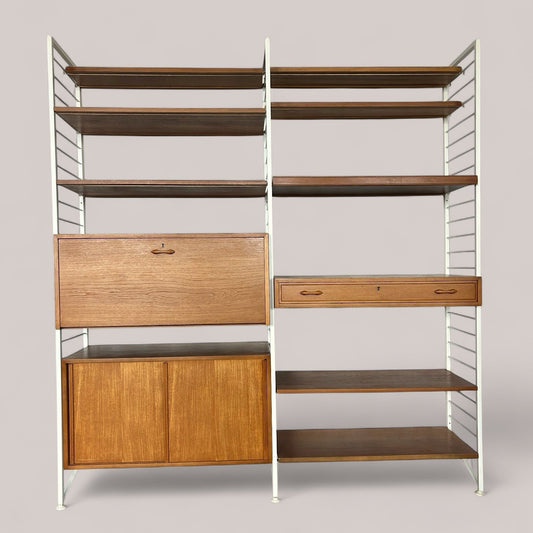 Ladderax 2-Bay Modular Shelving & Storage Unit – Vintage Mid-Century Teak