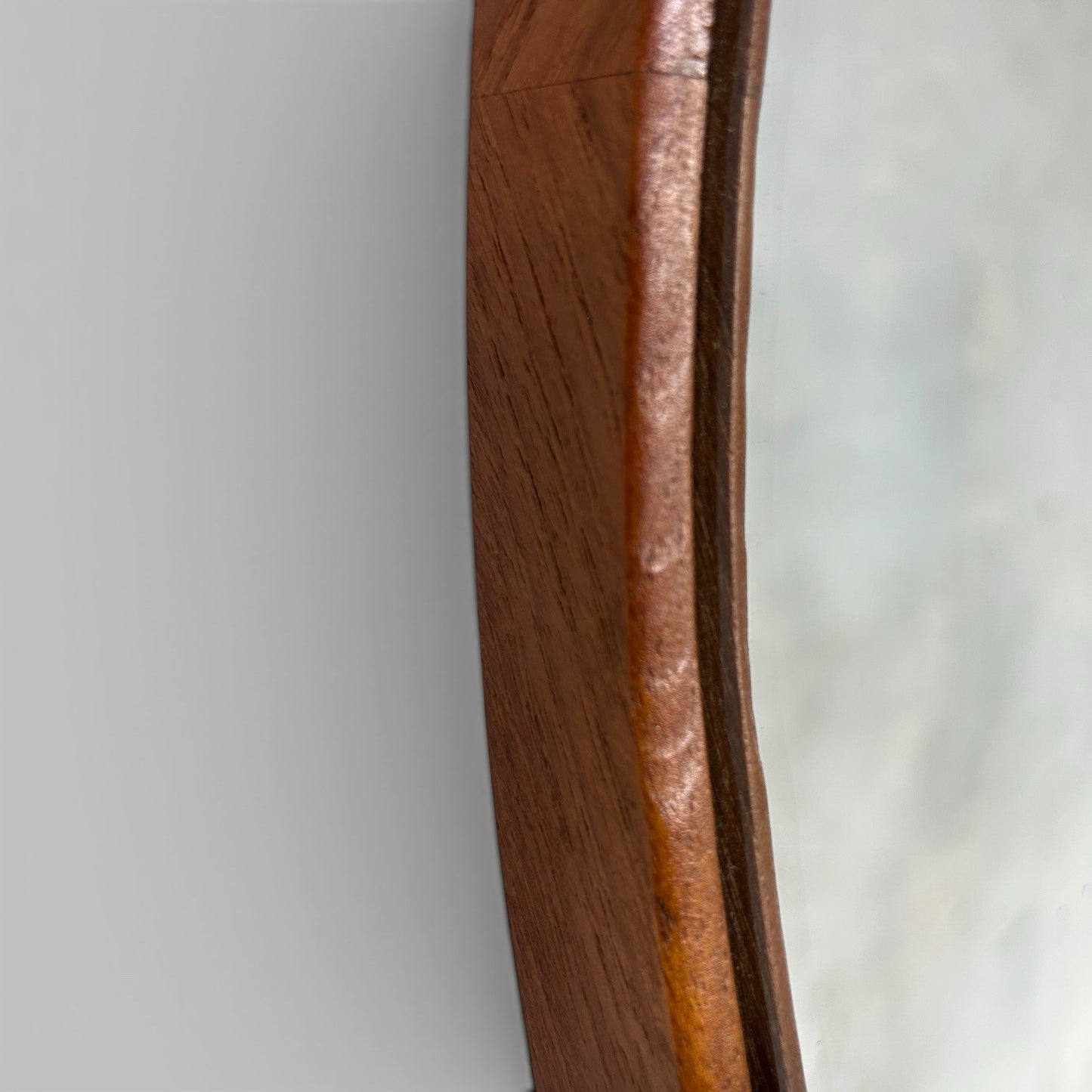 Mid Century Teak Round Wall Mirror