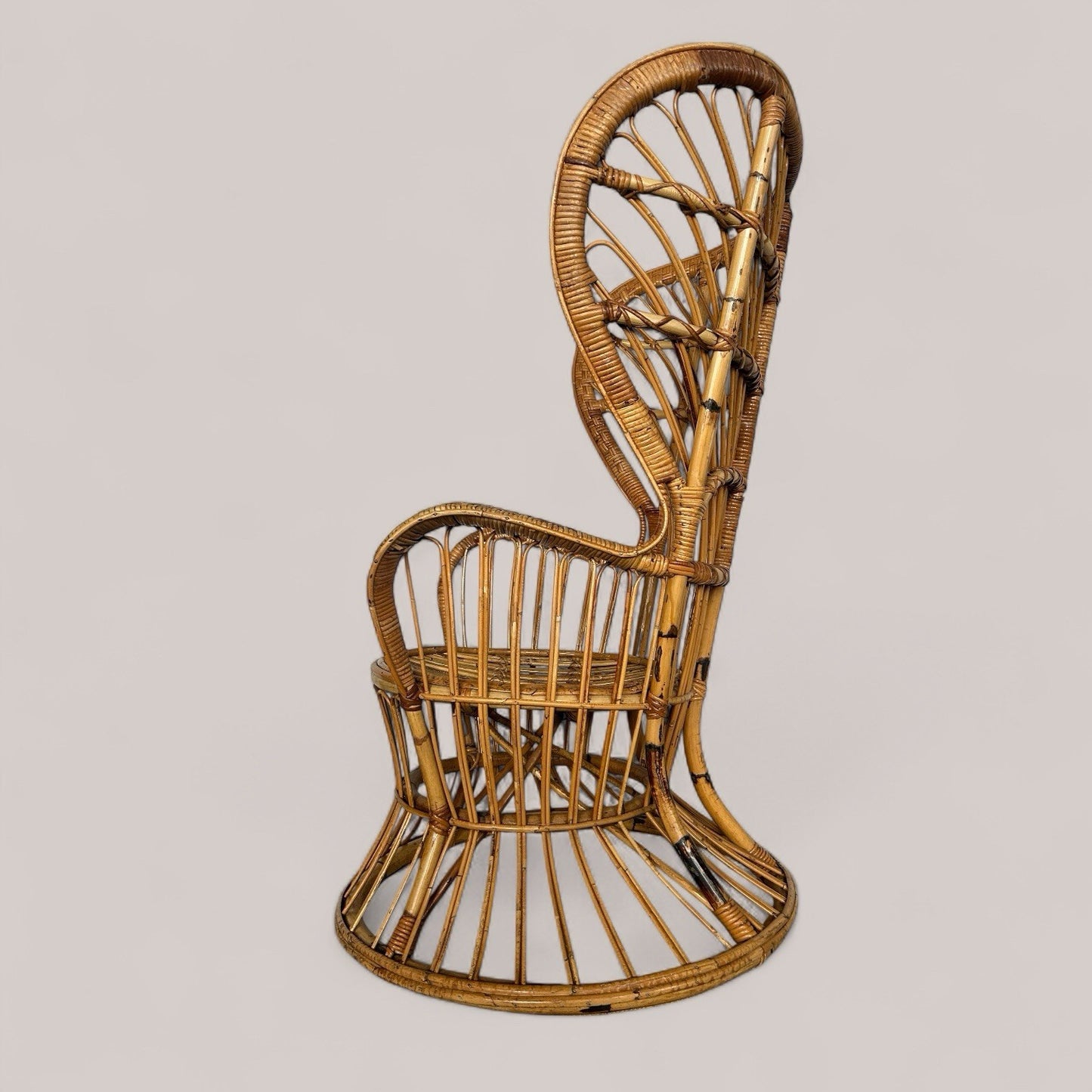 70s Wicker Peacock Throne Chair By Gio Ponti