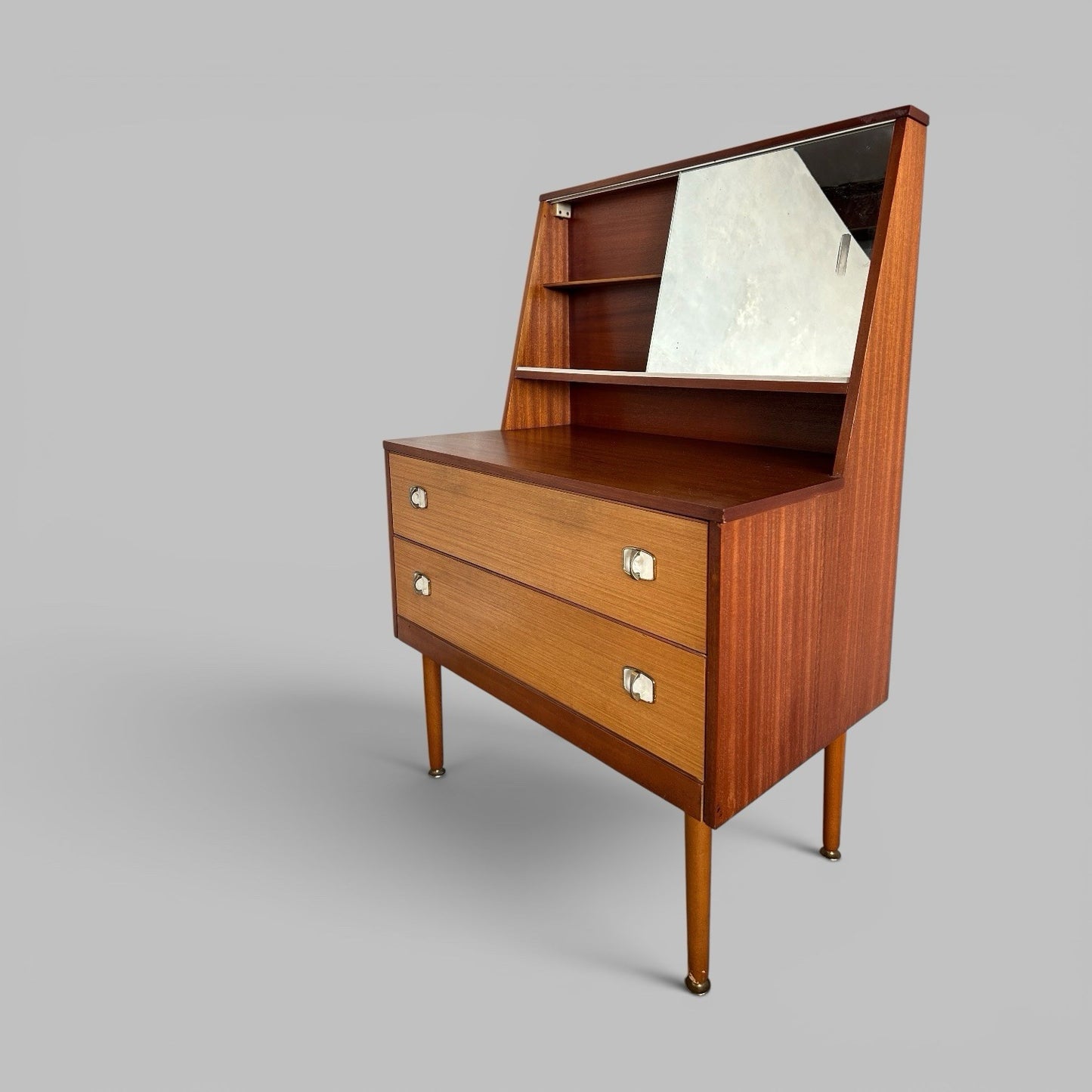 1960s Teak Dressing Table With Mirrored Sliding Doors