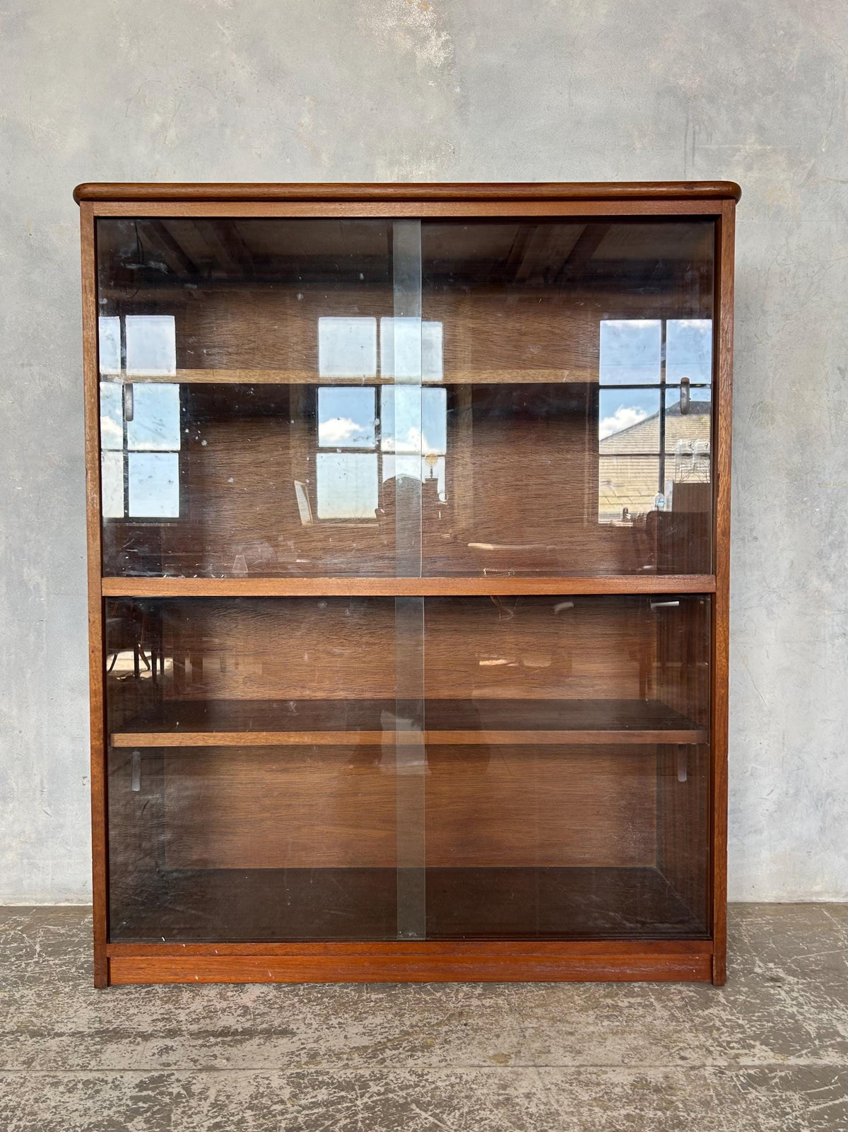Teak mid century glazed bookcase