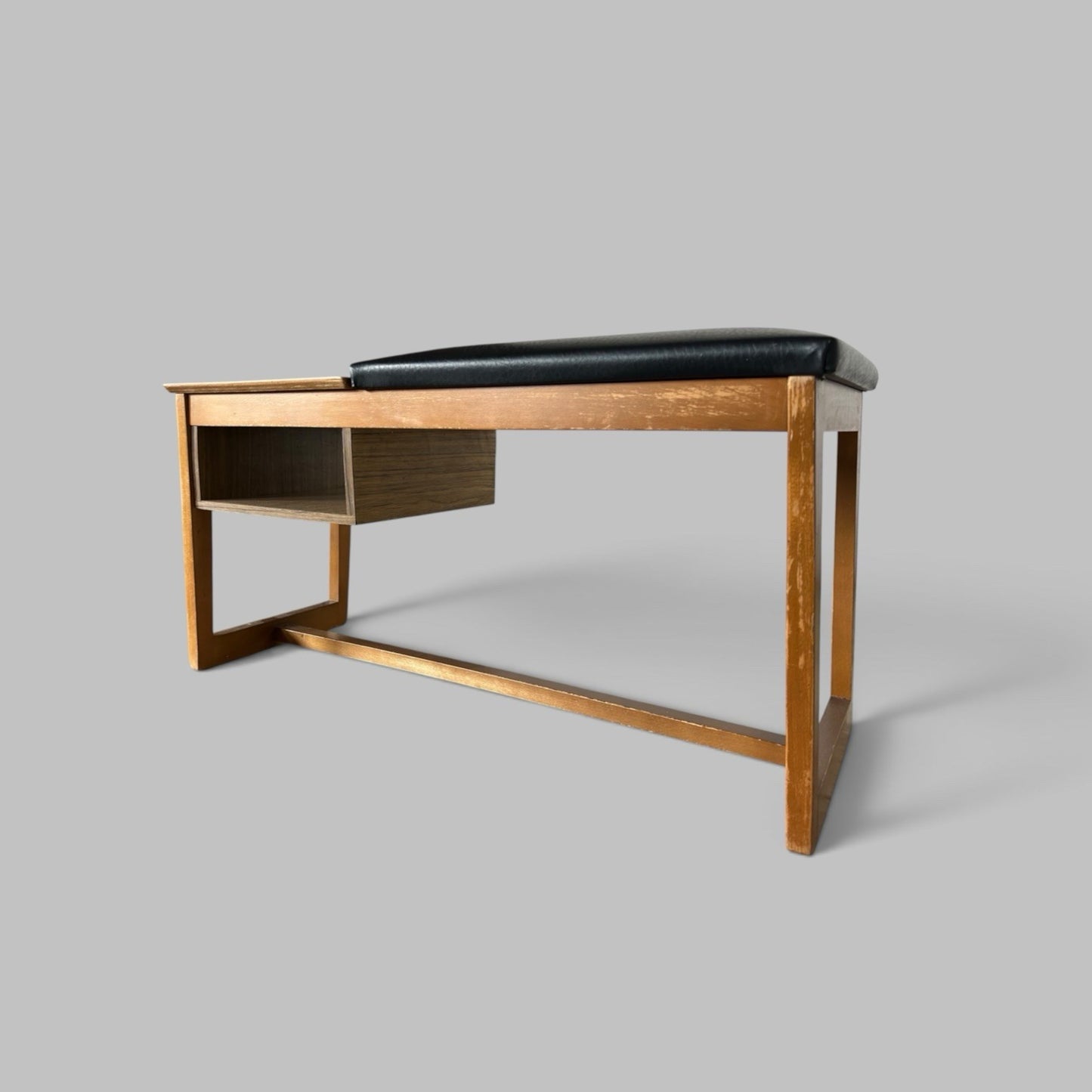 1960s Formica Telephone Table / hall bench with Black Vinyl Seat