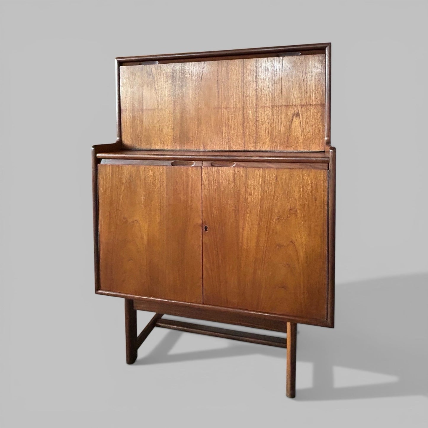 Turnidge of London Teak Bureau Mid Century Writing Desk