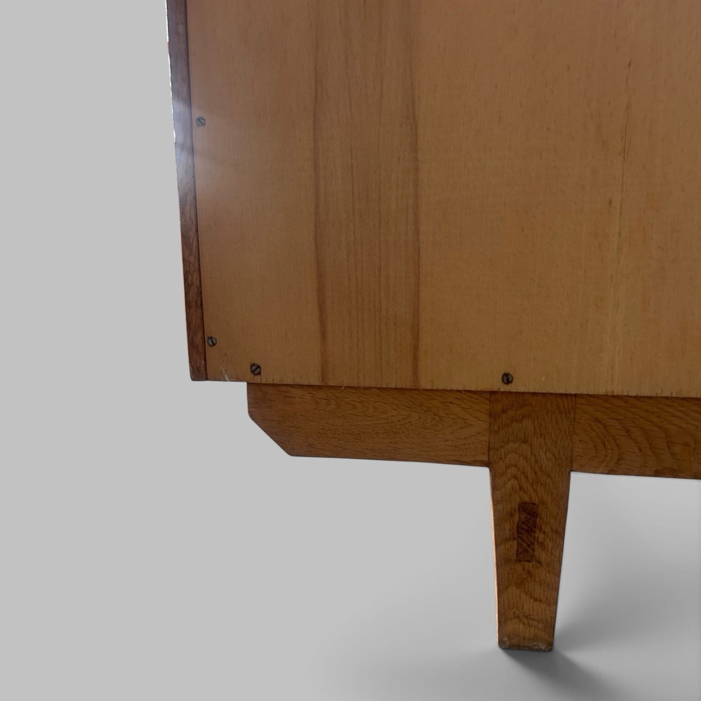 Mid Century Solid Oak Glazed Bookcase with Cupboard