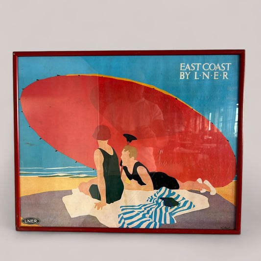 Vintage 1980s LNER Railway Poster Print “East Coast” Beach Scene.