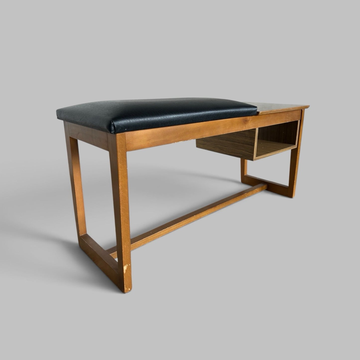 1960s Formica Telephone Table / hall bench with Black Vinyl Seat