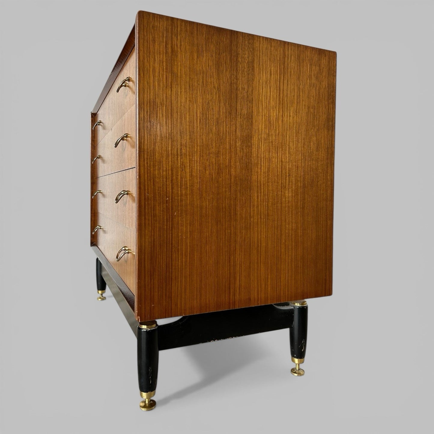 G Plan Librenza Tola Chest of Drawers – Black and Brass Mid Century