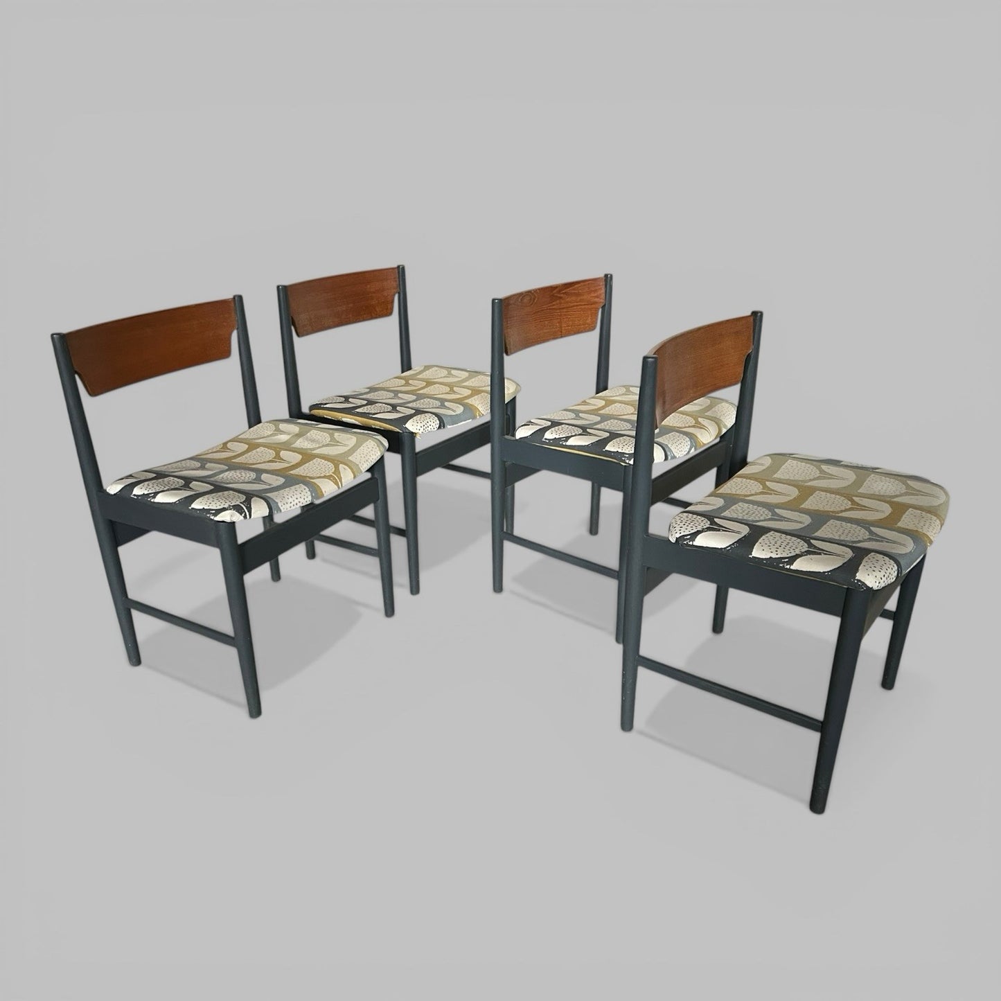 Mid Century Dining Chairs Set of 4 Painted Frame