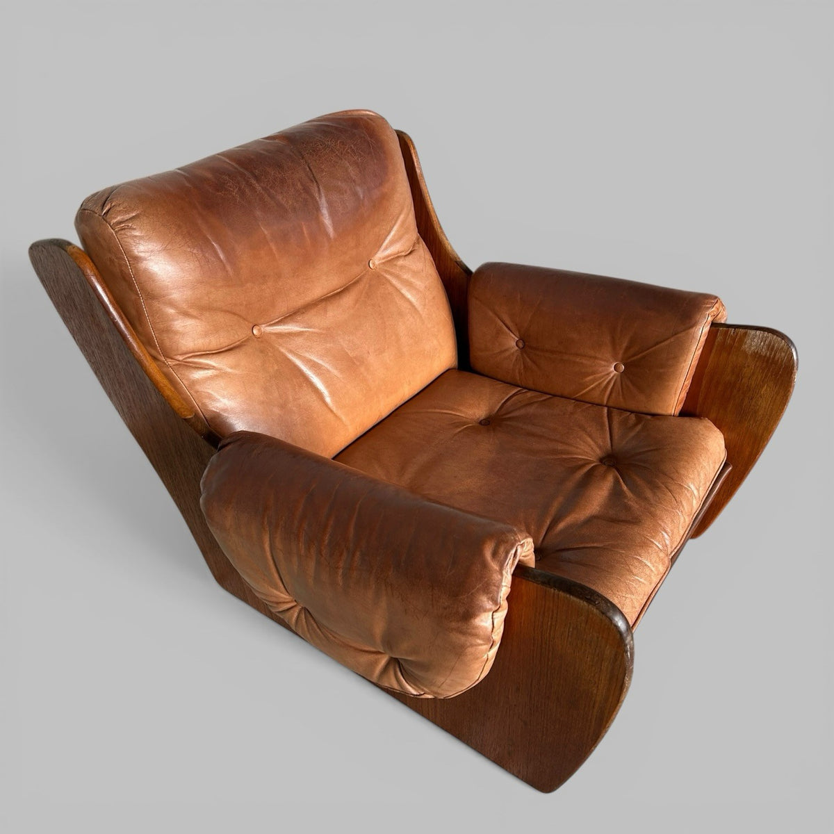 G Plan Saddleback Leather Armchair Teak Frame Mid Century
