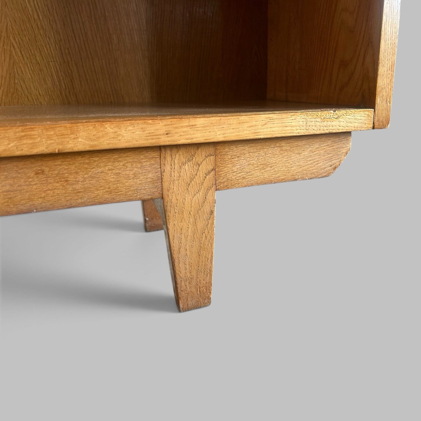 Mid Century Solid Oak Glazed Bookcase with Cupboard