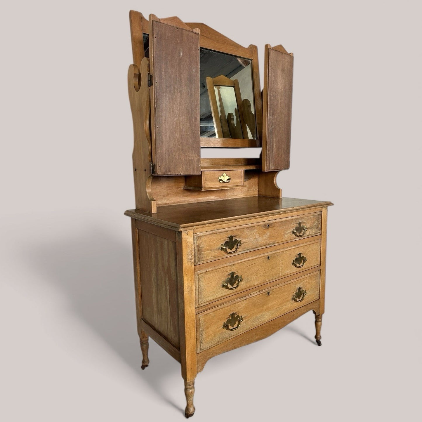 Edwardian Dresser with Triple Mirror. Great patina
