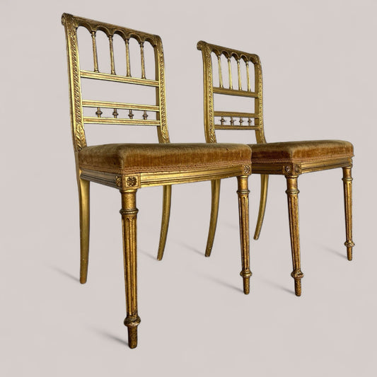 Pair of Antique Gilt Salon Chairs