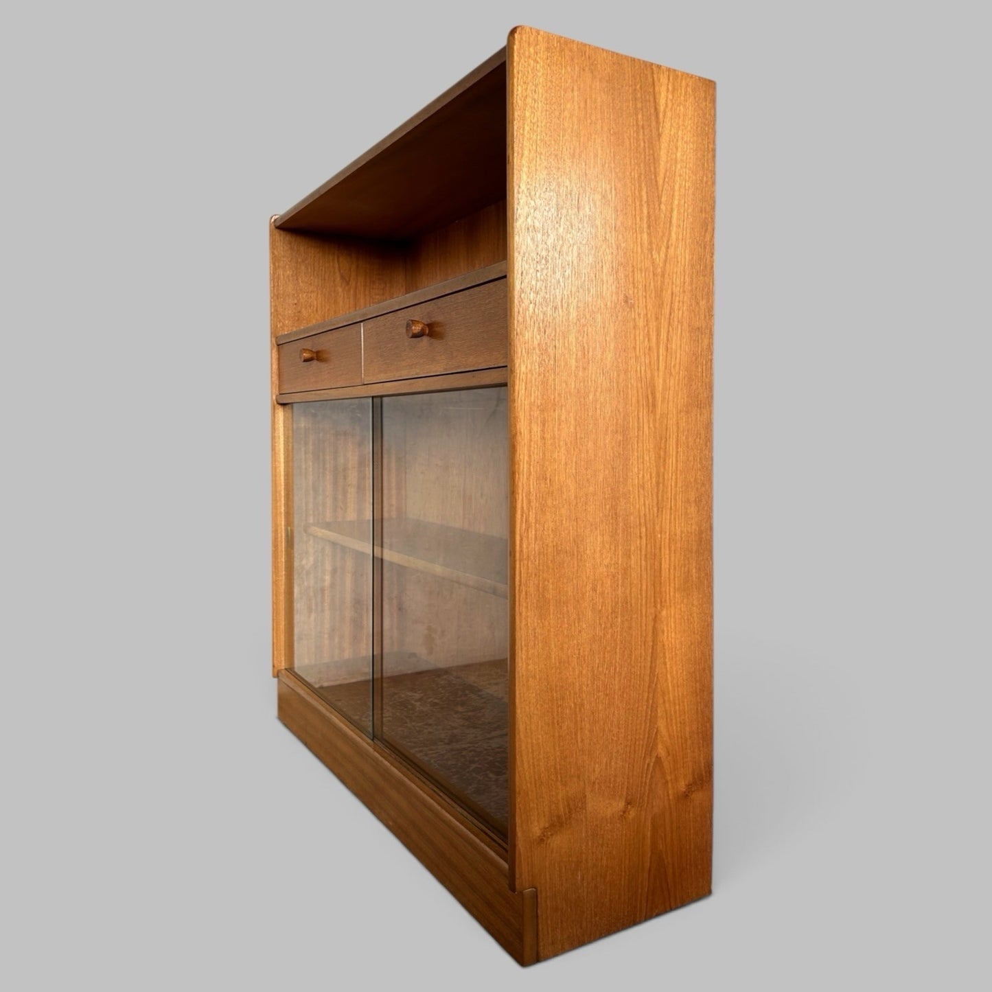 Nathan Teak Glazed Storage Cabinet with Two Drawers