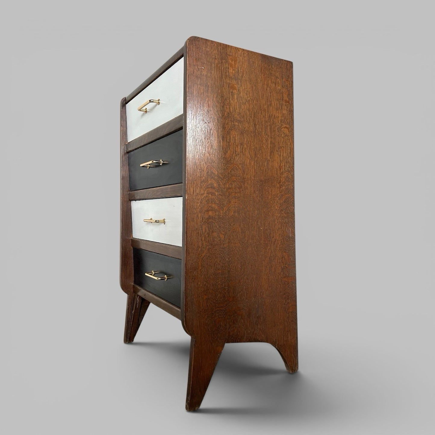 1950s Black and White Chest of Drawers Mid Century Tallboy