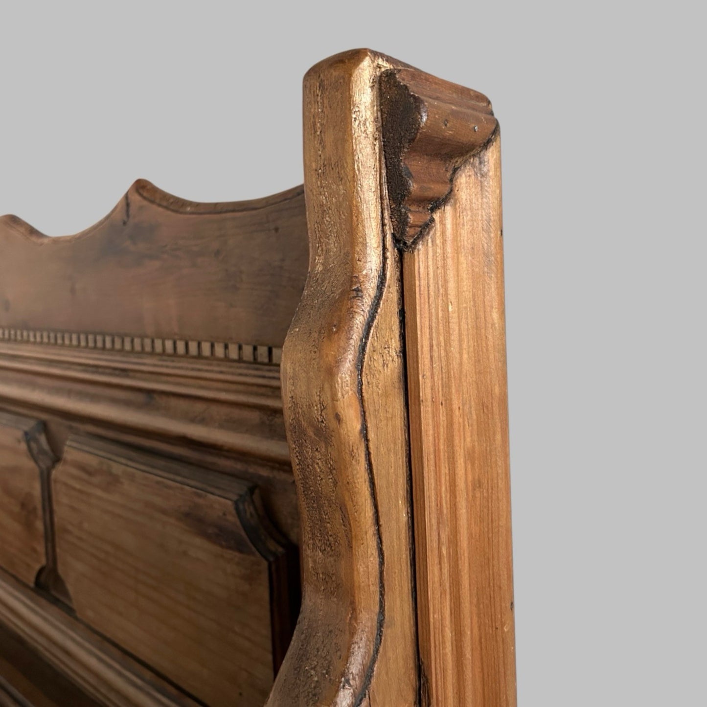 Antique Pine High Back Box Settle – Storage Bench / Blanket Box