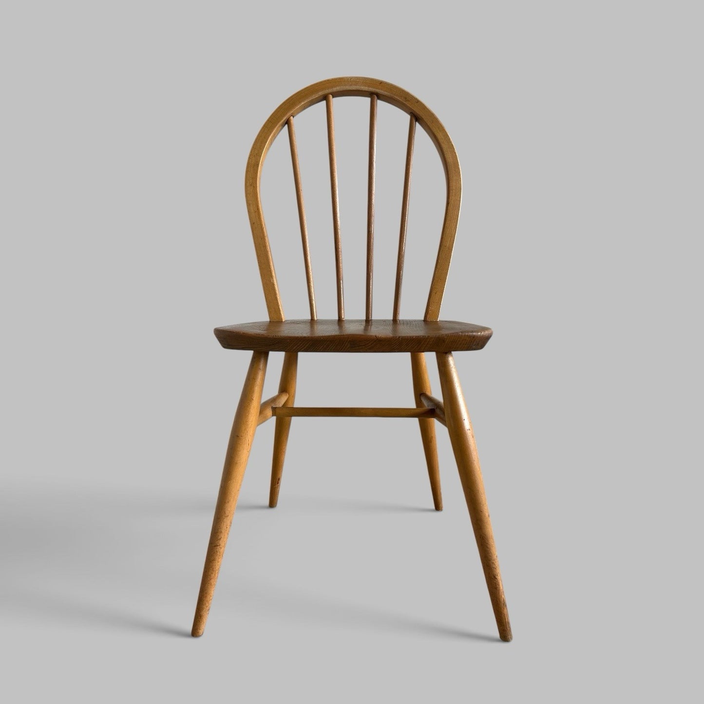 Vintage Blonde Ercol Windsor Elm & Beech Dining Chairs – Set of Four