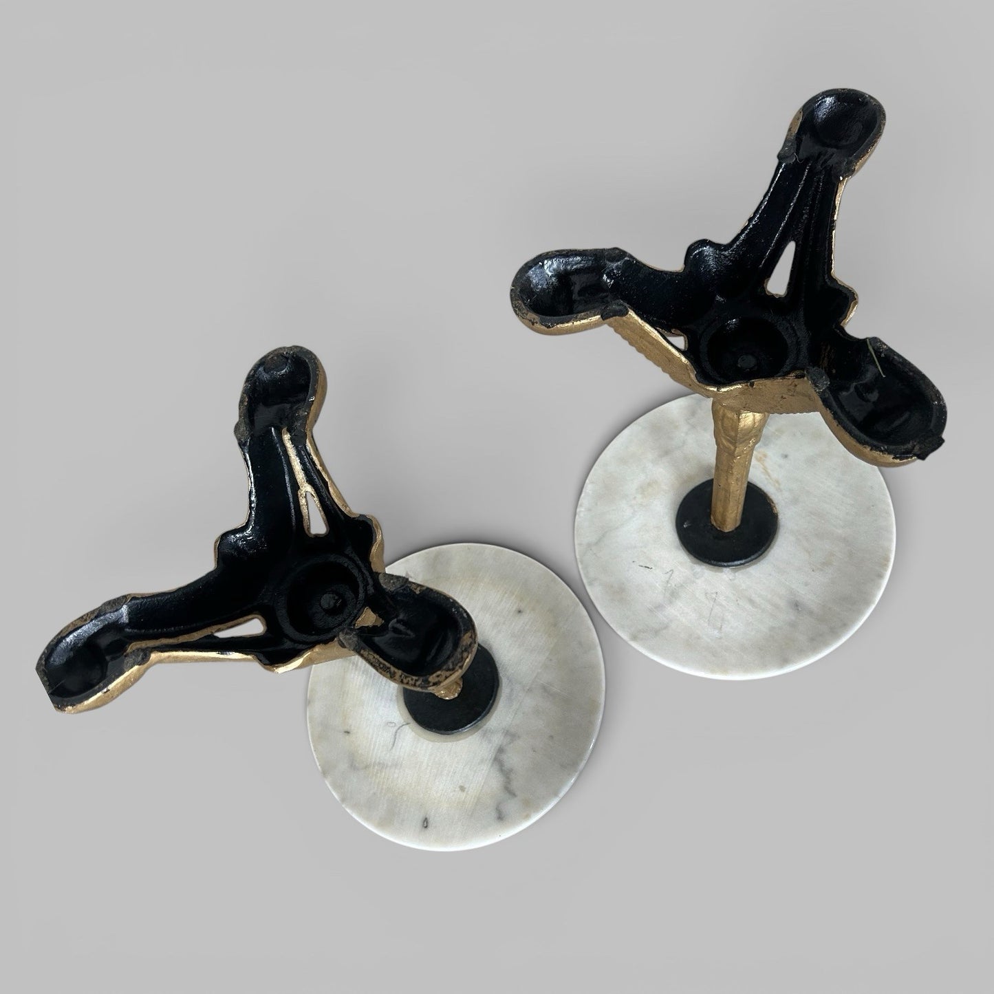 Pair of Vintage Side Tables – Marble Tops and Gilt Metal Bases