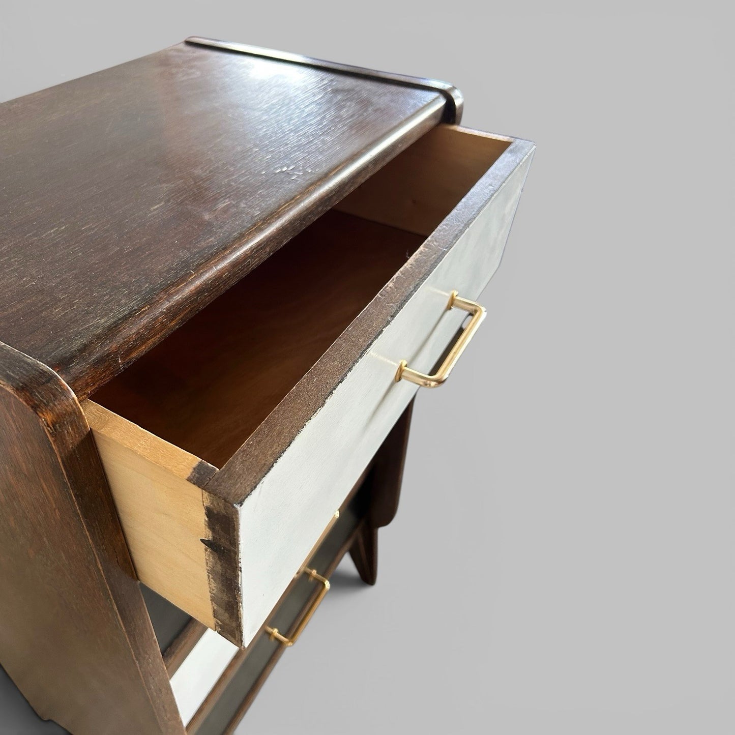 1950s Black and White Chest of Drawers Mid Century Tallboy